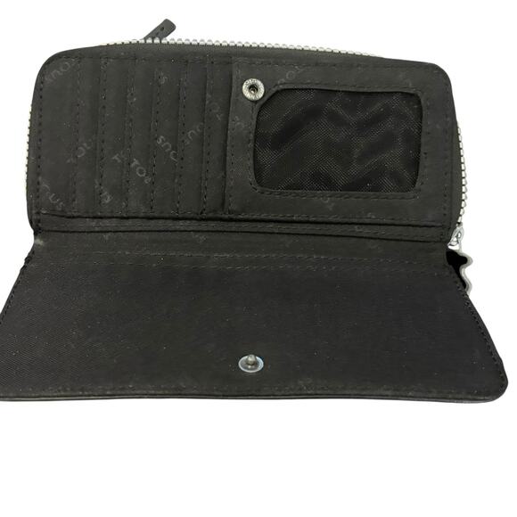 Tous Women's‎ Long Nylon Black Credit Card Cash Bifold Zip Wallet - Picture 5 of 16